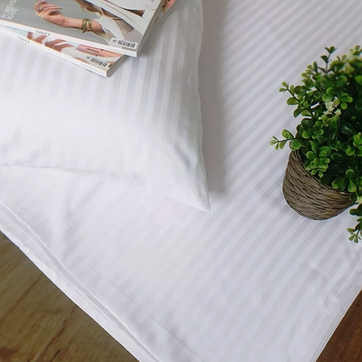 Nivora Çift Kişilik Çizgili Pamuk Saten Çarşaf | 240x280 | Mix & Match | Otel Serisi