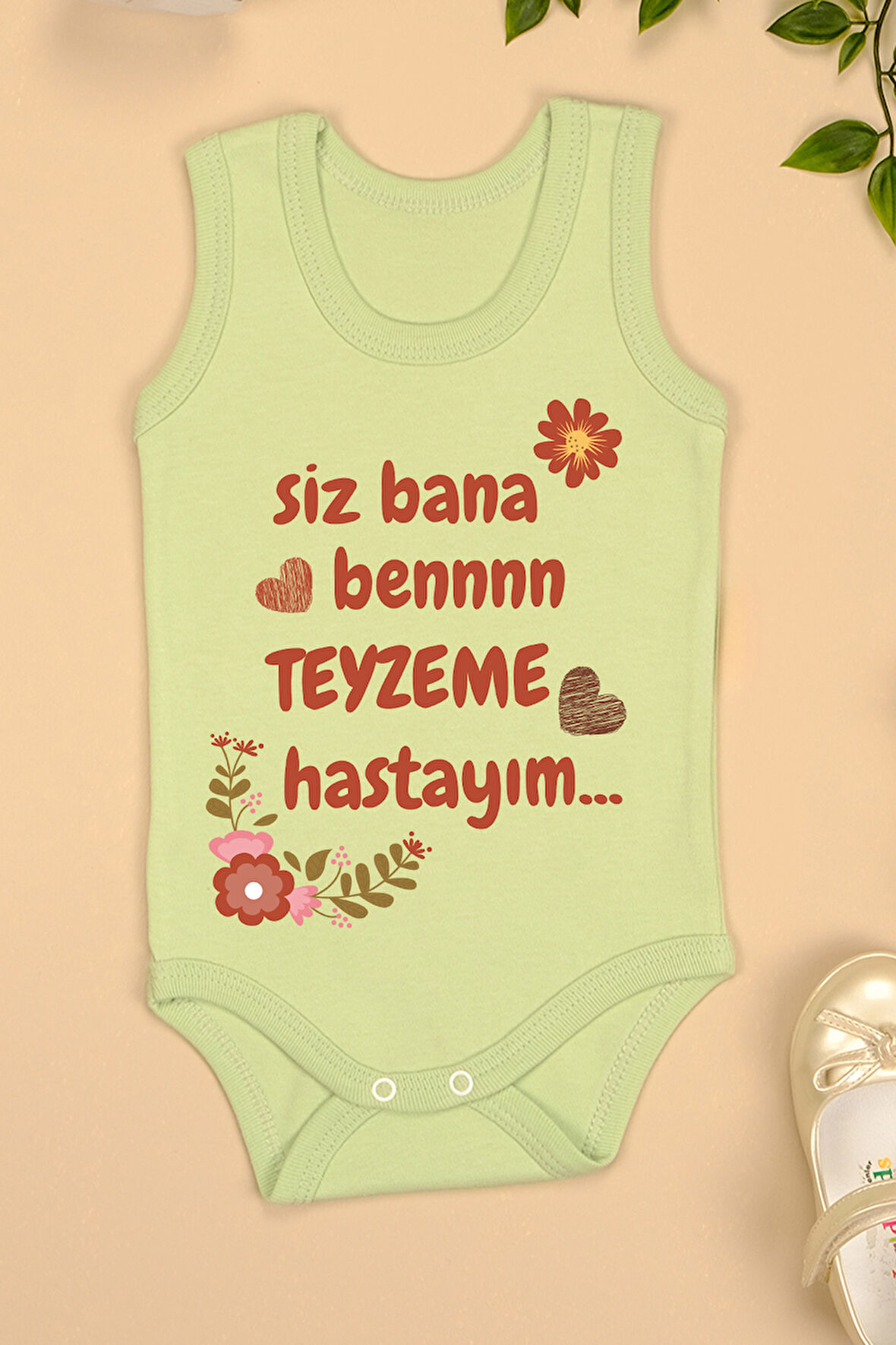 Pamuklu Teyzeme Hastayım Baskılı Çıtçıt Body Zıbın