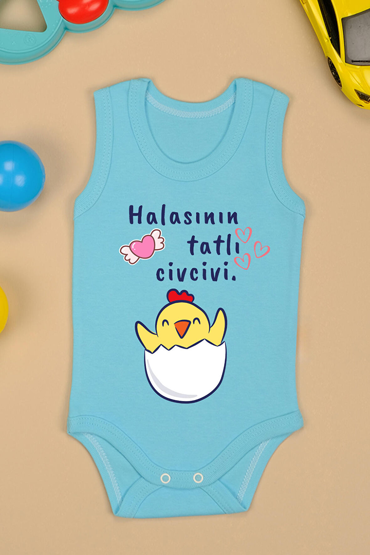 Pamuklu Halasının Tatlı Civcivi Baskılı Çıtçıt Body Zıbın