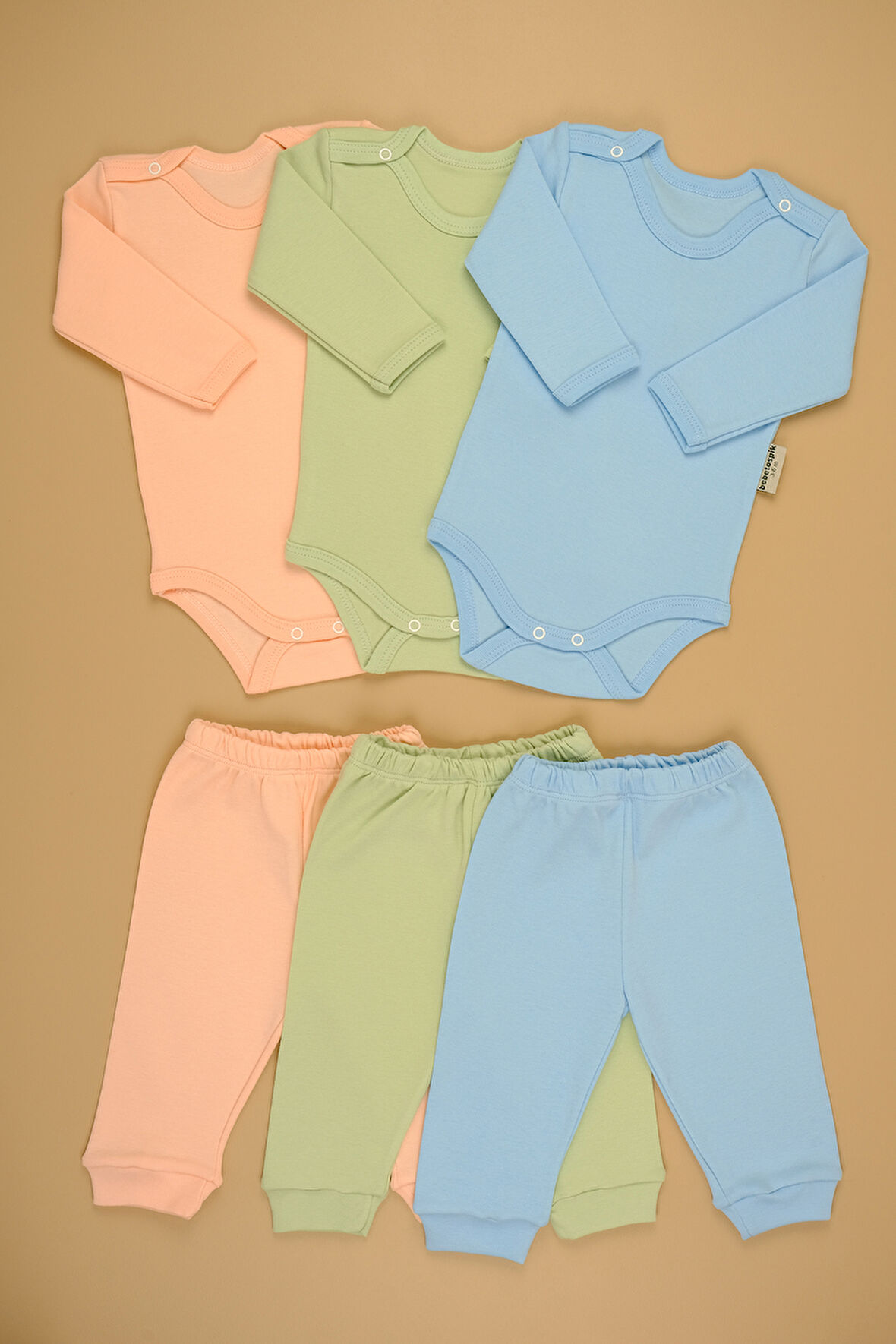 Pamuklu Yumuşak Kız - Erkek Bebek Uzun Kollu 3'lü Takım