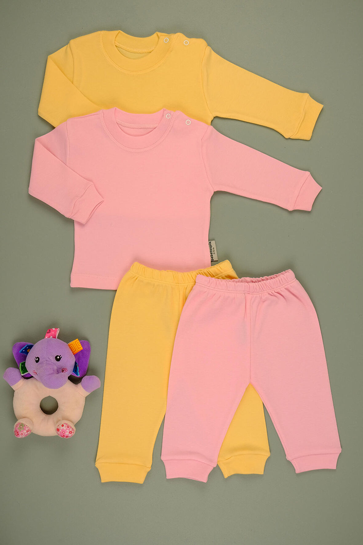 Pamuklu Yumuşak Kız - Erkek Bebek Uzun Kollu Omuz ÇıtÇıt 2'li Takım