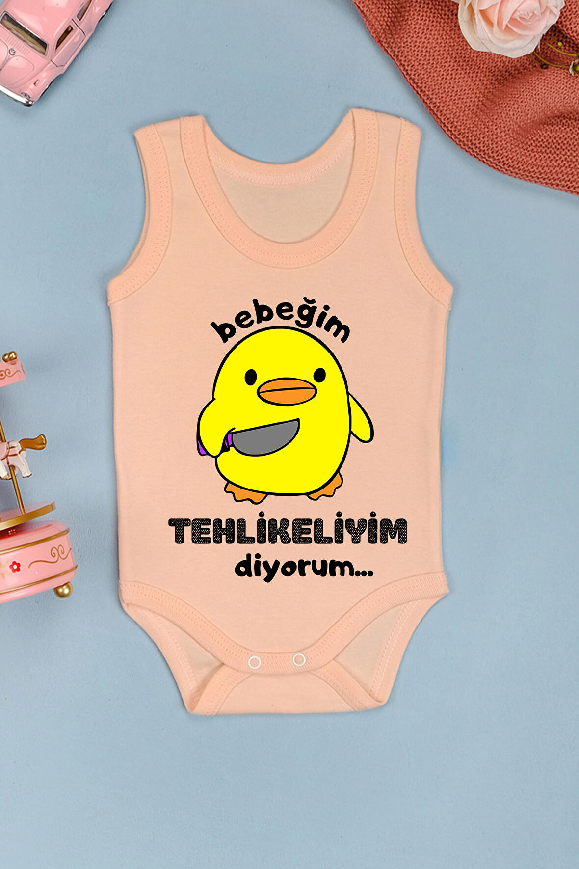 Pamuklu Tehlikeliyim Diyorum Baskılı Çıtçıt Body Zıbın