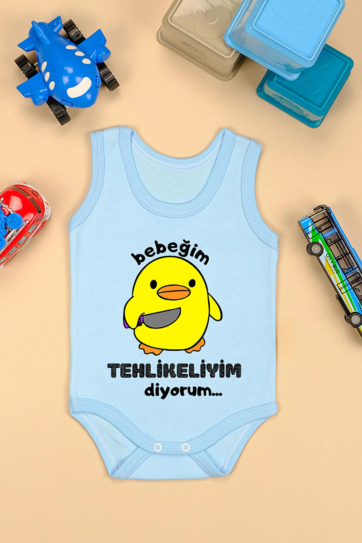 Pamuklu Tehlikeliyim Diyorum Baskılı Çıtçıt Body Zıbın