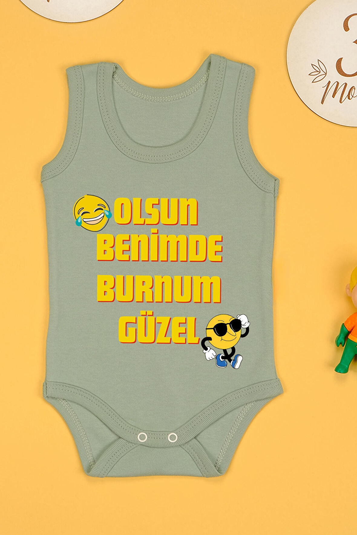 Olsun Benimde Burnum Güzel Baskılı Çıtçıt Body Zıbın