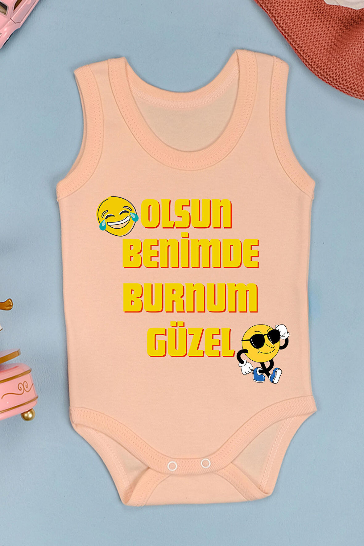 Olsun Benimde Burnum Güzel Baskılı Çıtçıt Body Zıbın