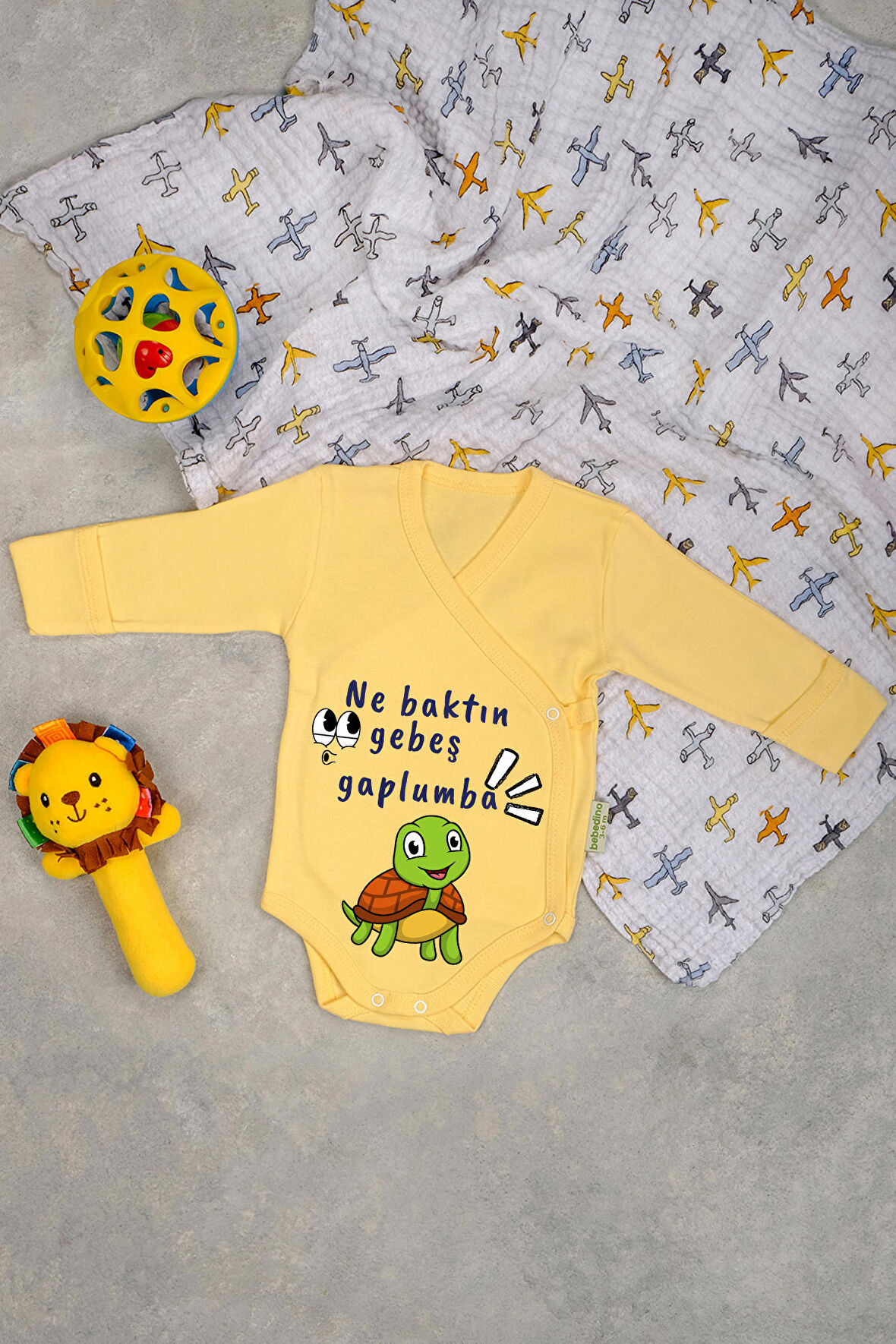 Gebeş Gaplumbağa Baskılı Kruvaze Zıbın