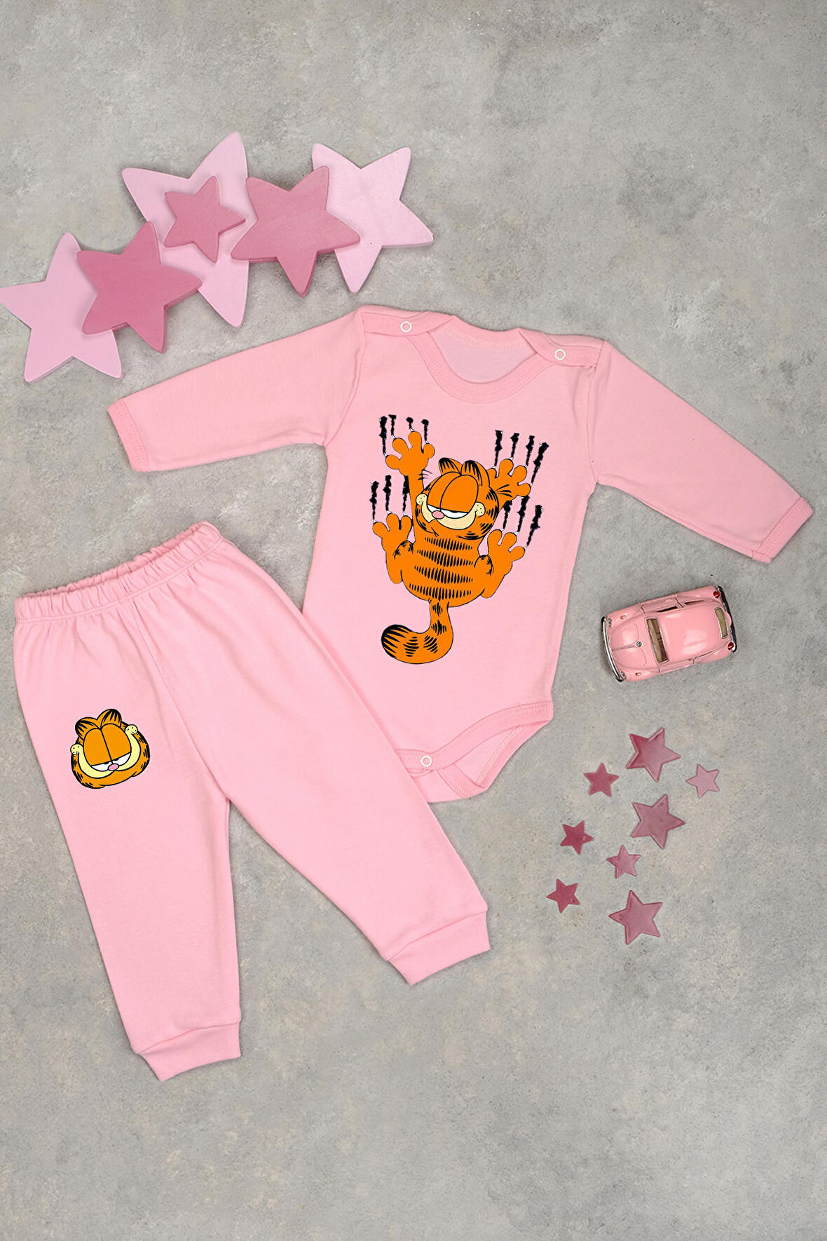 Yaramaz Kedi Baskılı Pamuklu Yumuşak Kız - Erkek Bebek & Çocuk Takım