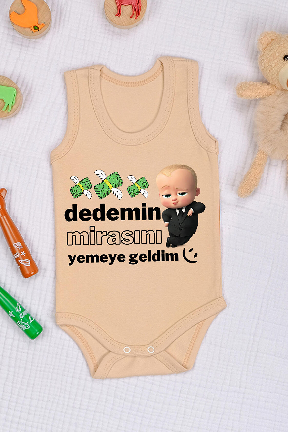 Dedemin Mirasını Yemeye Geldim Baskılı Çıtçıt Body Zıbın