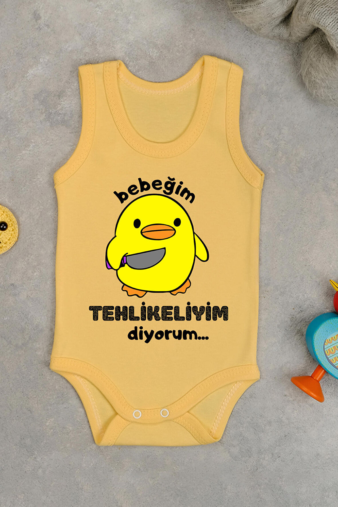 Pamuklu Tehlikeliyim Diyorum Baskılı Çıtçıt Body Zıbın