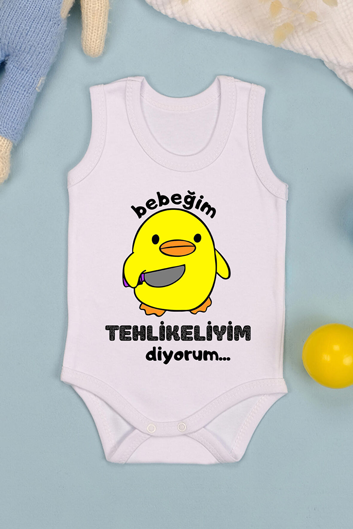 Pamuklu Tehlikeliyim Diyorum Baskılı Çıtçıt Body Zıbın