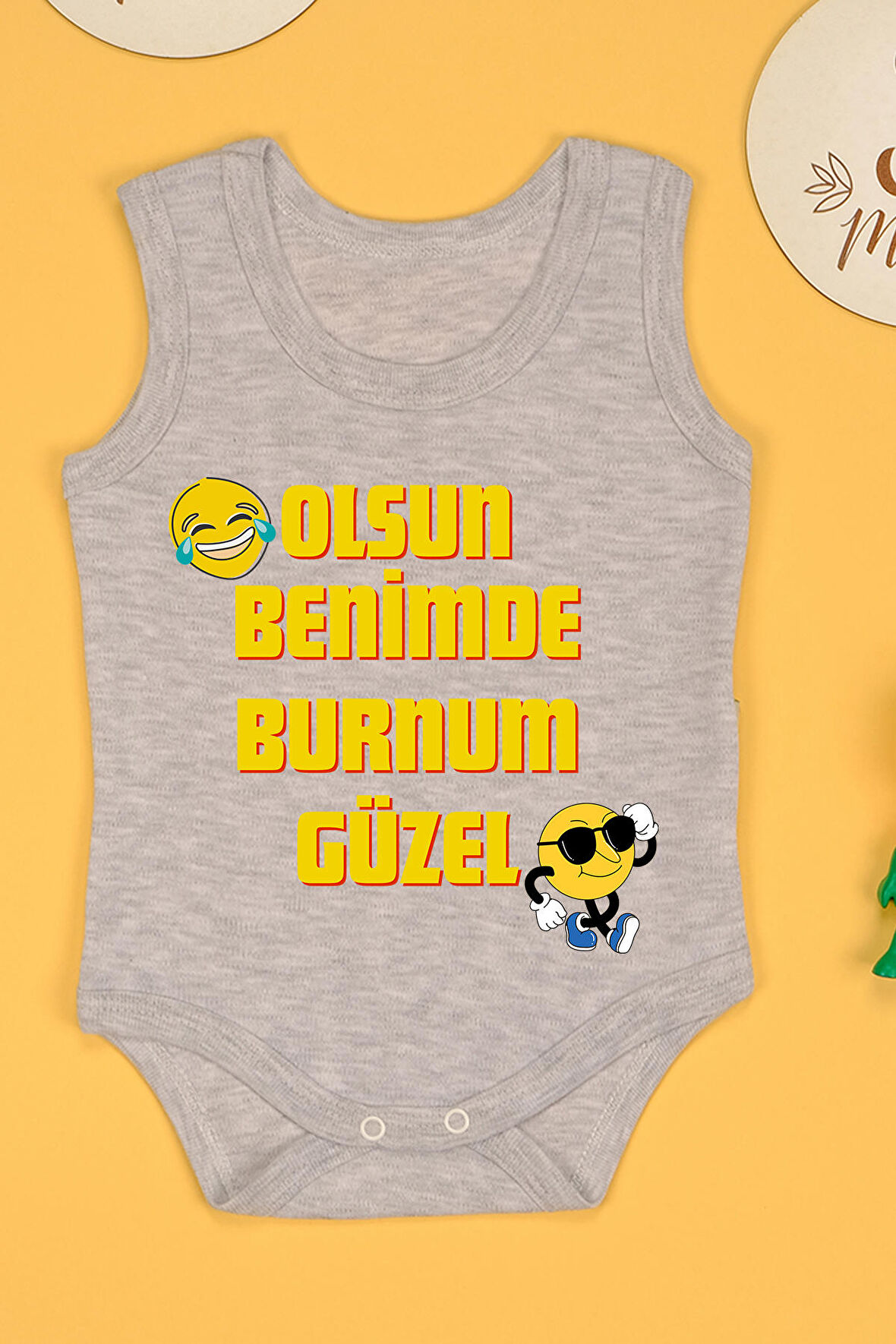 Olsun Benimde Burnum Güzel Baskılı Çıtçıt Body Zıbın