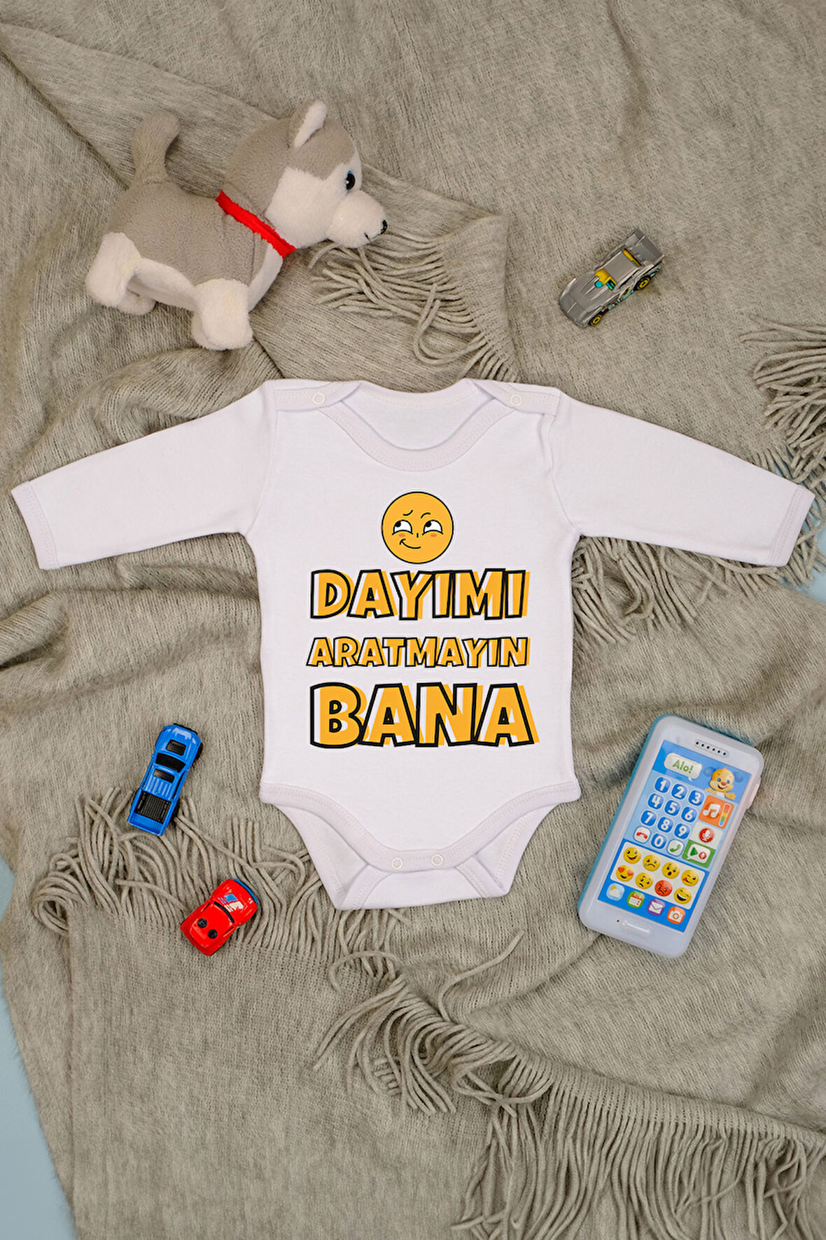 Pamuklu Dayım Sevgisi Baskılı Uzun Kol Body Zıbın