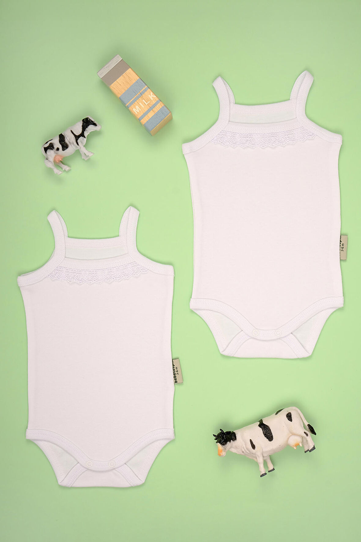 İp Askılı Pamuk Dantel Detaylı 2'li Paket Çıt Çıt Zıbın