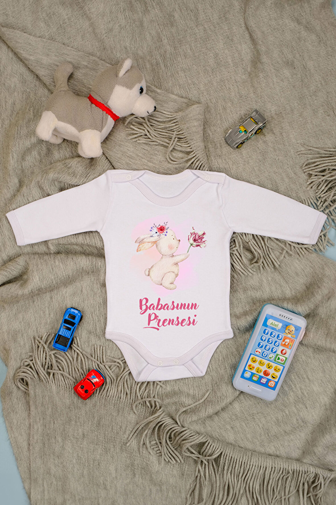 Pamuklu Babasının Prensesi Baskılı Çıtçıt Body Zıbın