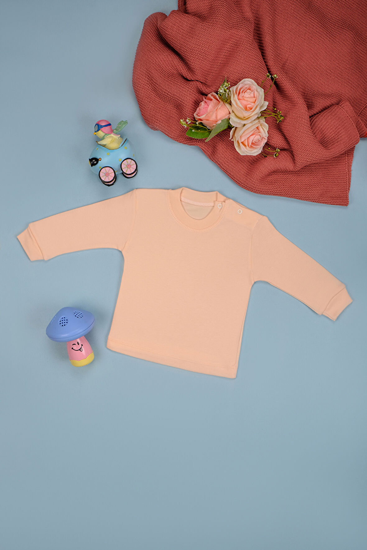 Pamuklu  Uzun Kollı Yumuşak Omuz Çıtçıt Body Zıbın