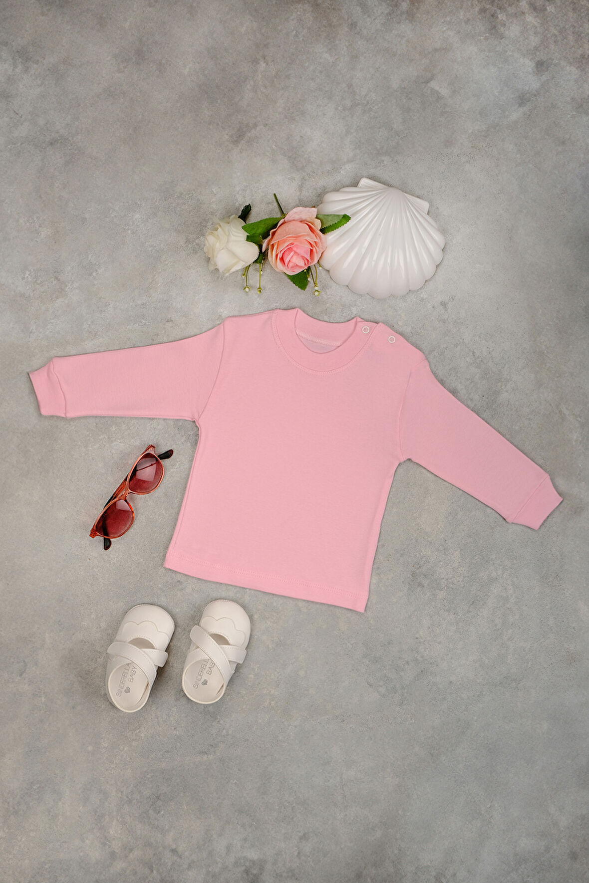 Pamuklu  Uzun Kollı Yumuşak Omuz Çıtçıt Body Zıbın