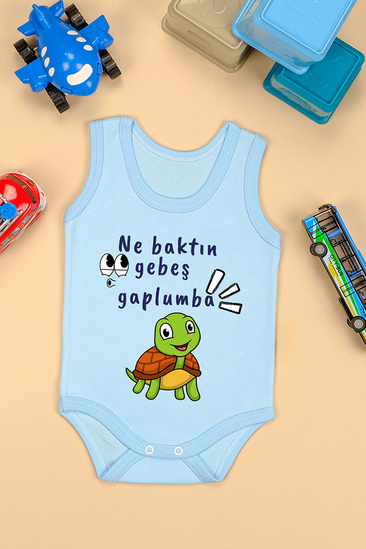 Pamuklu Gebeş Gaplumba Baskılı Çıtçıt Body Zıbın