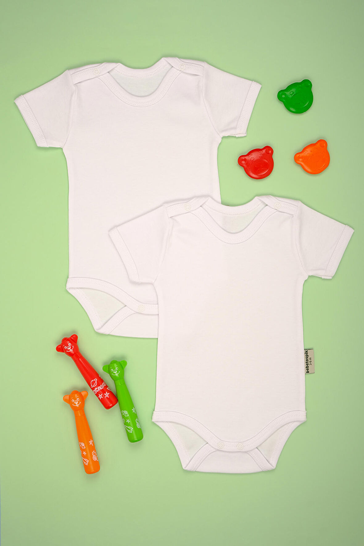 Pamuk Kısa Kollu 2'li Paket Çıt Çıt Body Zıbın