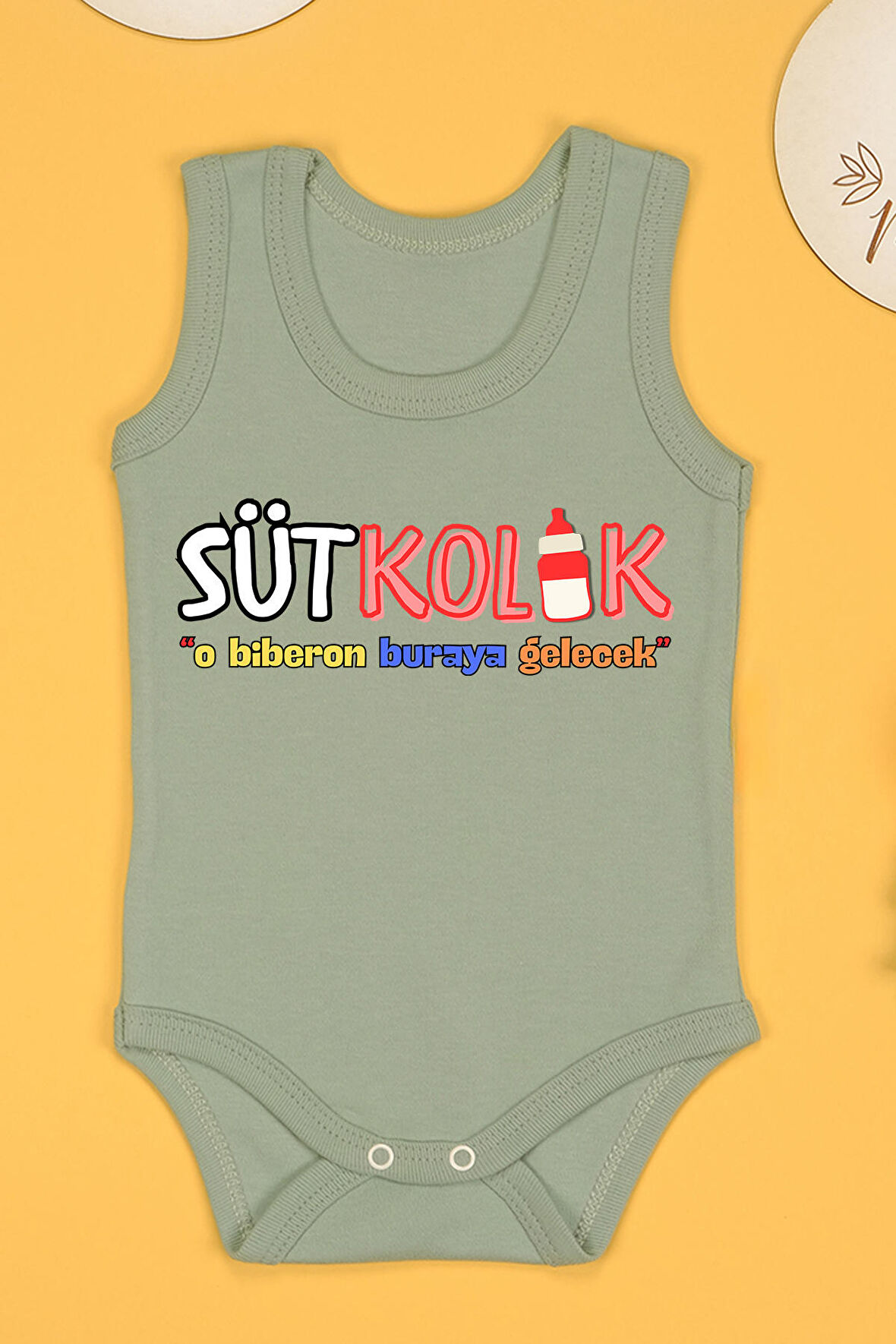 Sütkolik Baskılı Pamuk Atlet Zıbın