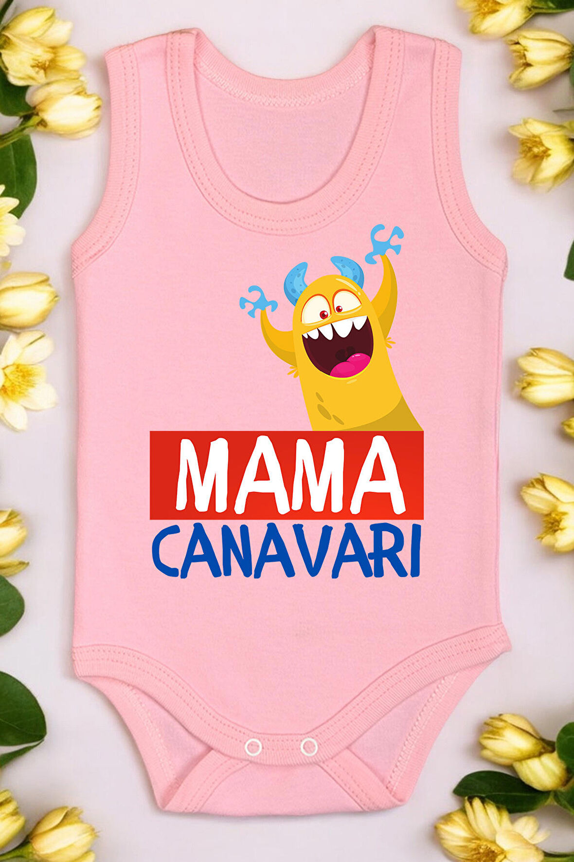 Mama Canavarı Baskılı Pamuk Atlet Zıbın