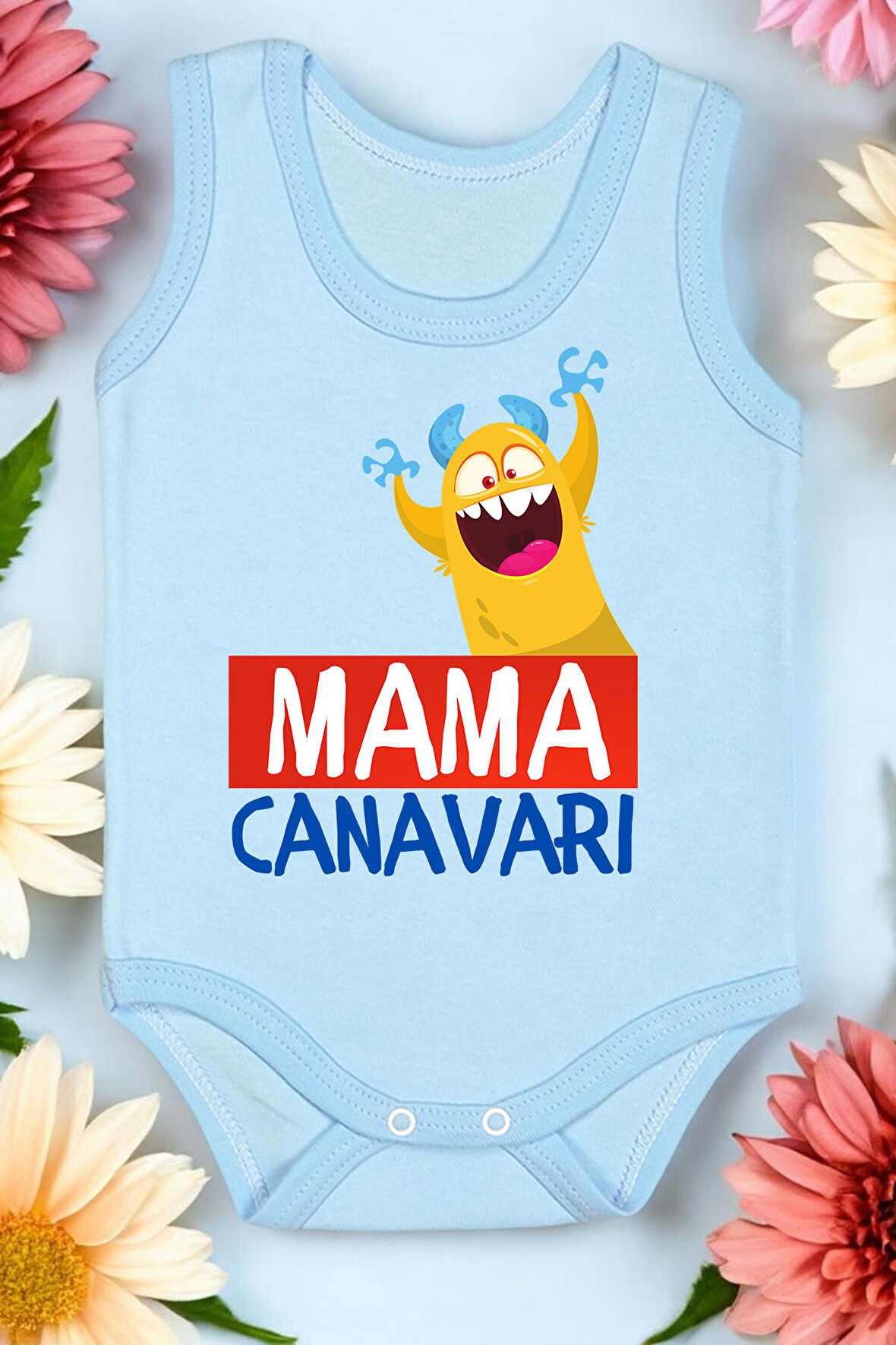 Mama Canavarı Baskılı Pamuk Atlet Zıbın