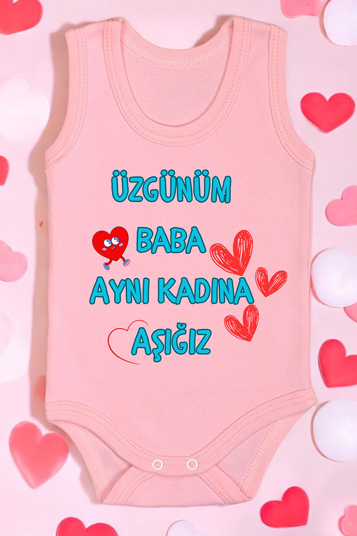 Baba Aynı Kadına Aşığız Baskılı Pamuk Atlet Zıbın