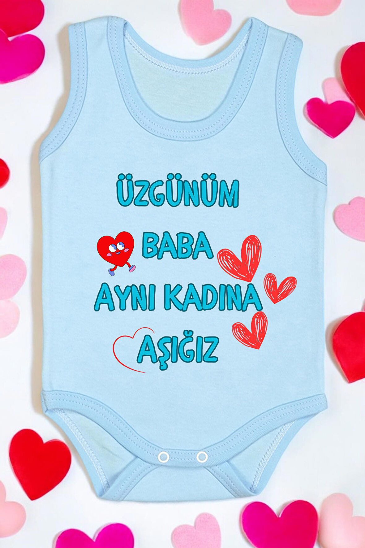 Baba Aynı Kadına Aşığız Baskılı Pamuk Atlet Zıbın