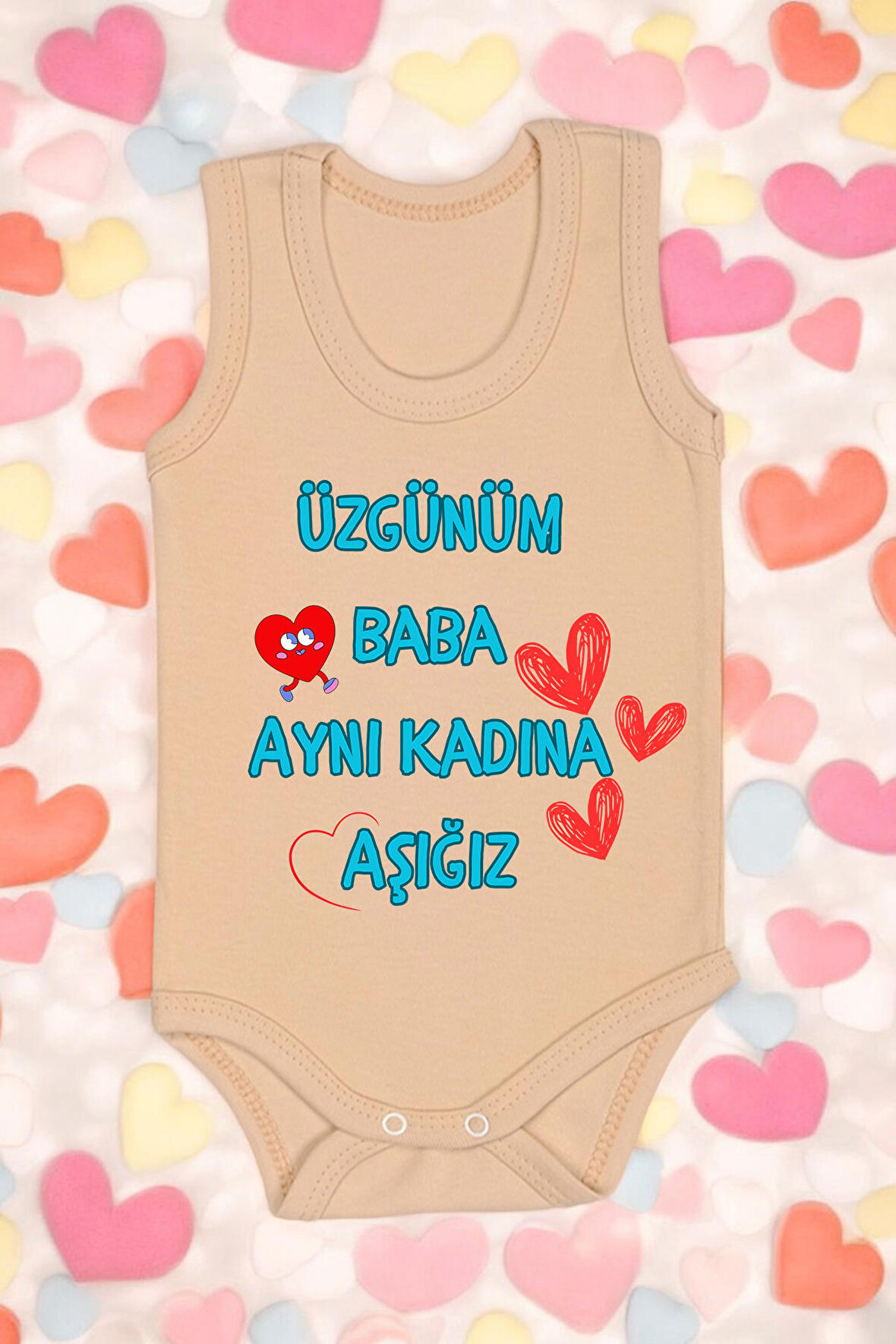 Baba Aynı Kadına Aşığız Baskılı Pamuk Atlet Zıbın