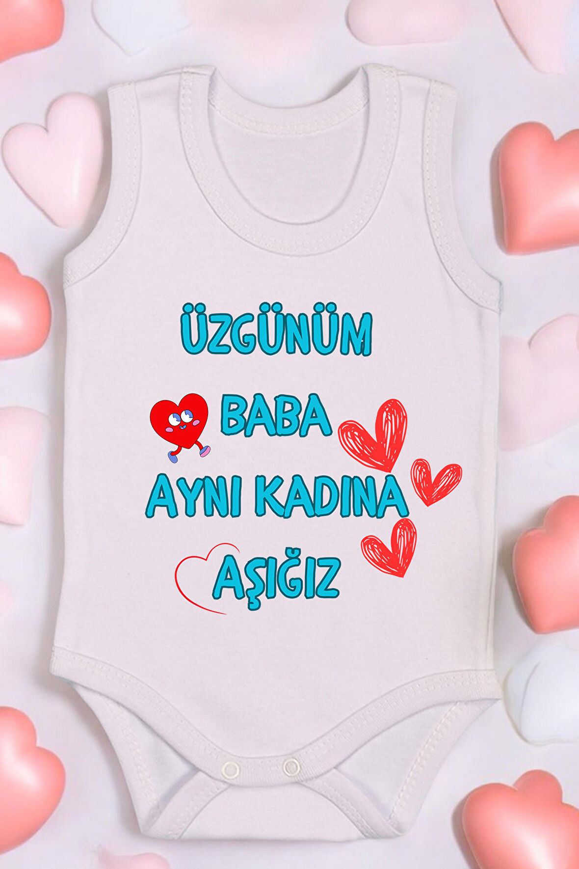 Baba Aynı Kadına Aşığız Baskılı Pamuk Atlet Zıbın