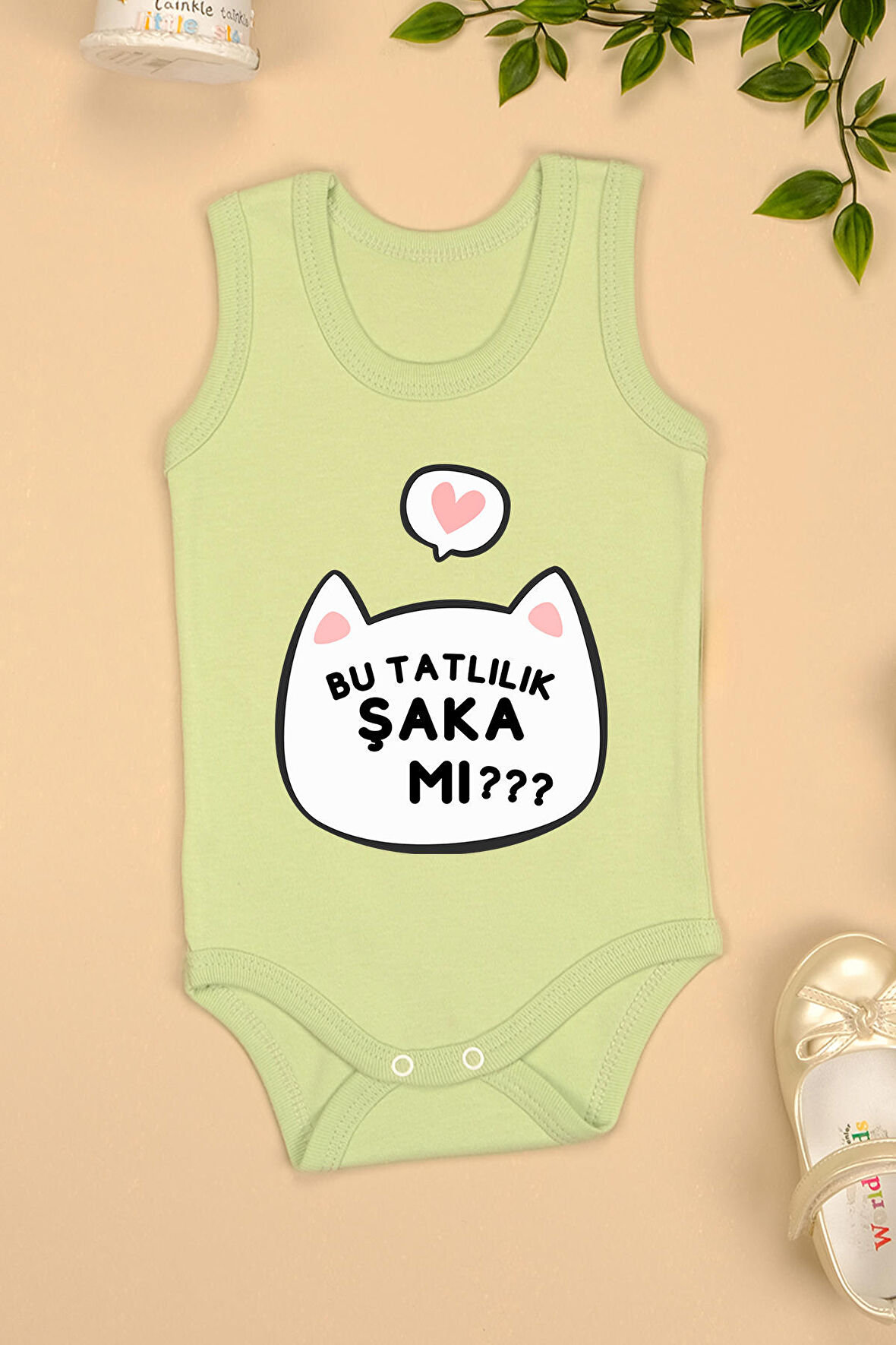 Pamuklu Bu Tatlılık Şaka Mı Baskılı Çıtçıt Body Zıbın