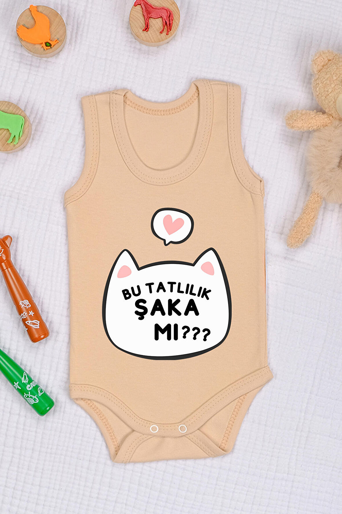 Pamuklu Bu Tatlılık Şaka Mı Baskılı Çıtçıt Body Zıbın