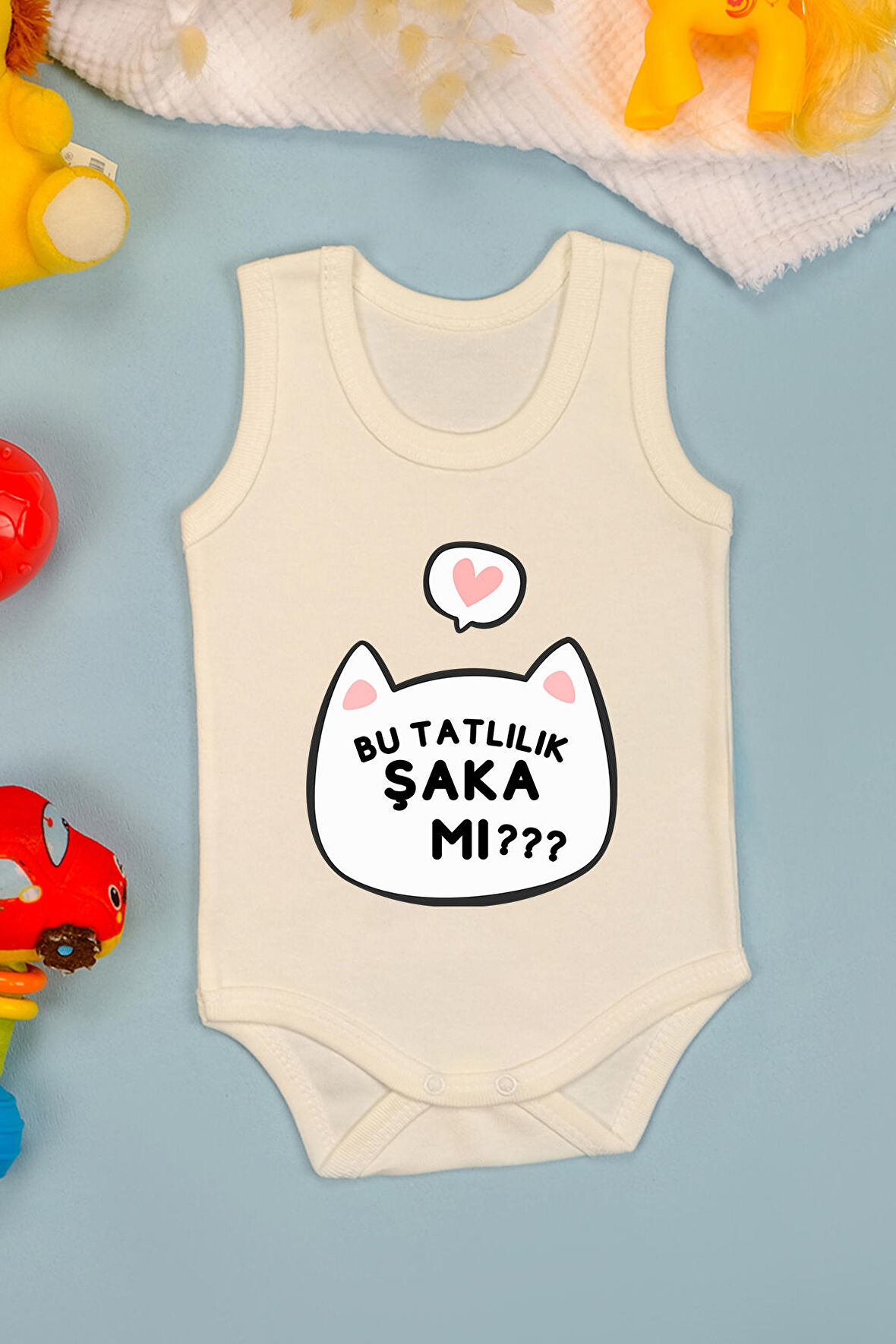 Pamuklu Bu Tatlılık Şaka Mı Baskılı Çıtçıt Body Zıbın