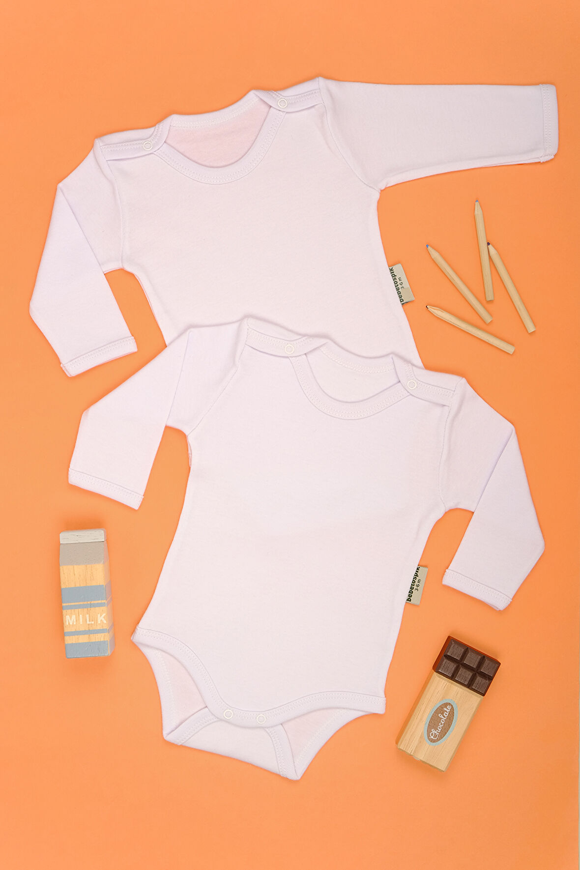 Pamuklu Uzun Kol 2'li Paket Çıt Çıt Body Zıbın