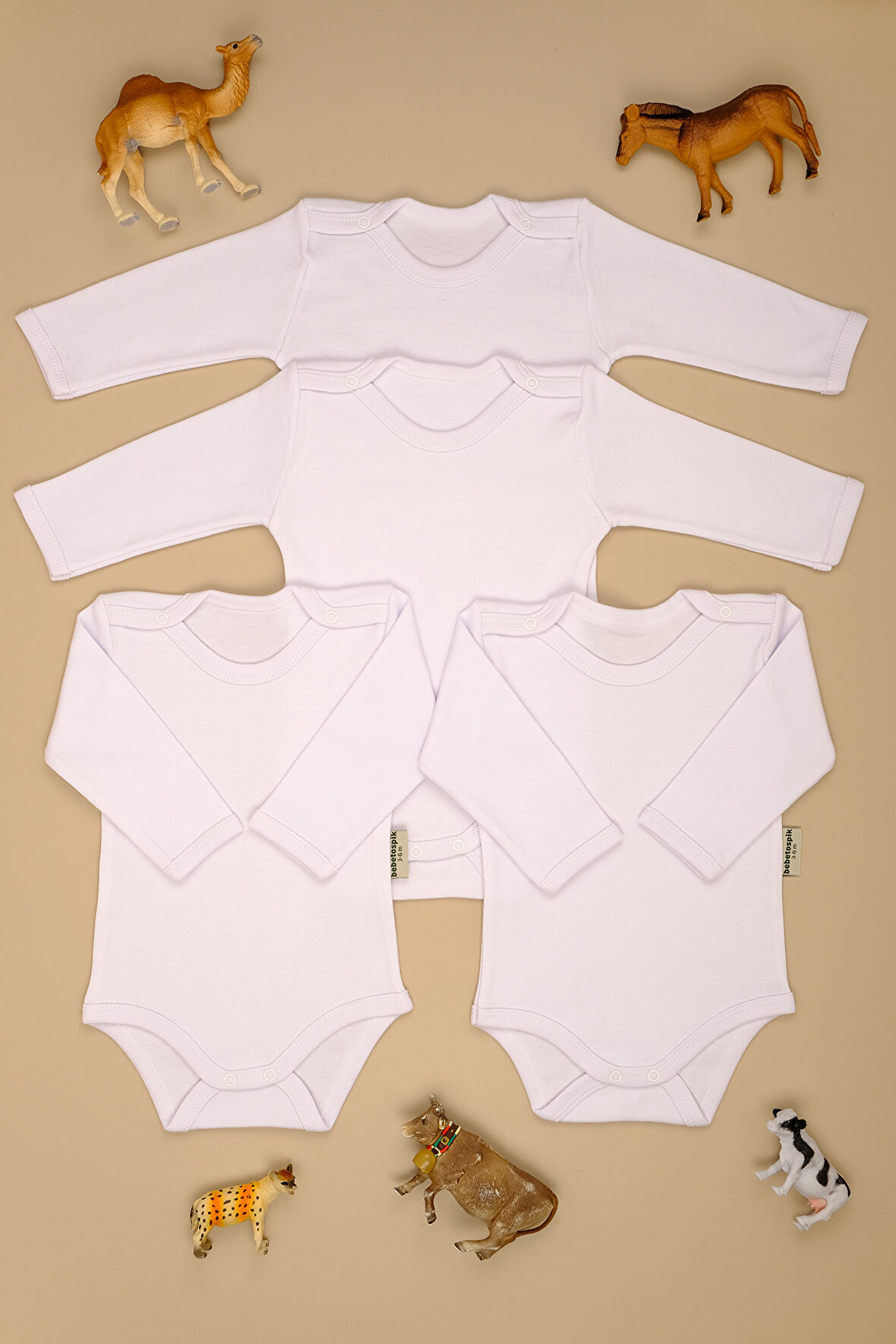 Pamuklu Uzun Kol 4'lü Paket Çıt Çıt Body Zıbın