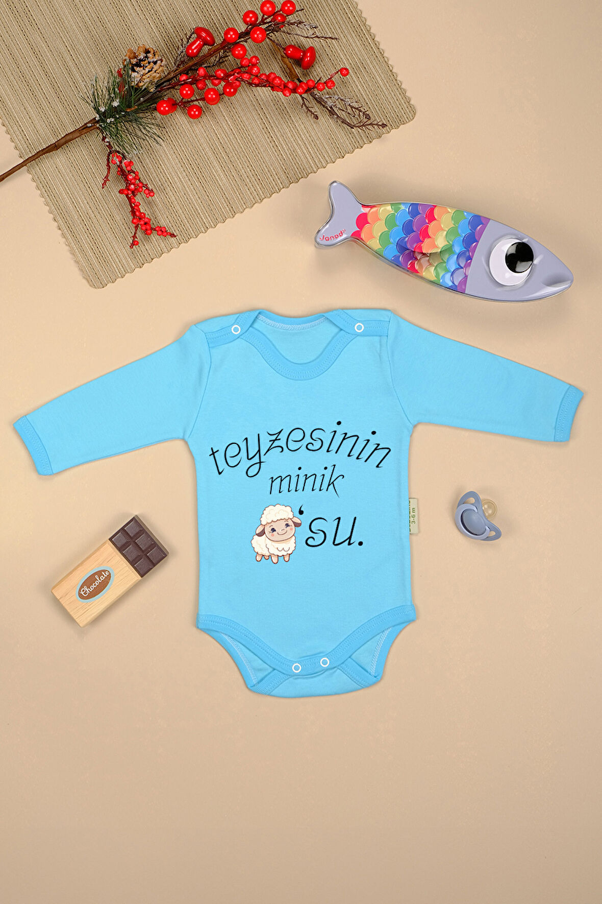 Teyzesinin Kuzusu Baskılı Uzun Kollu Pamuklu Zıbın