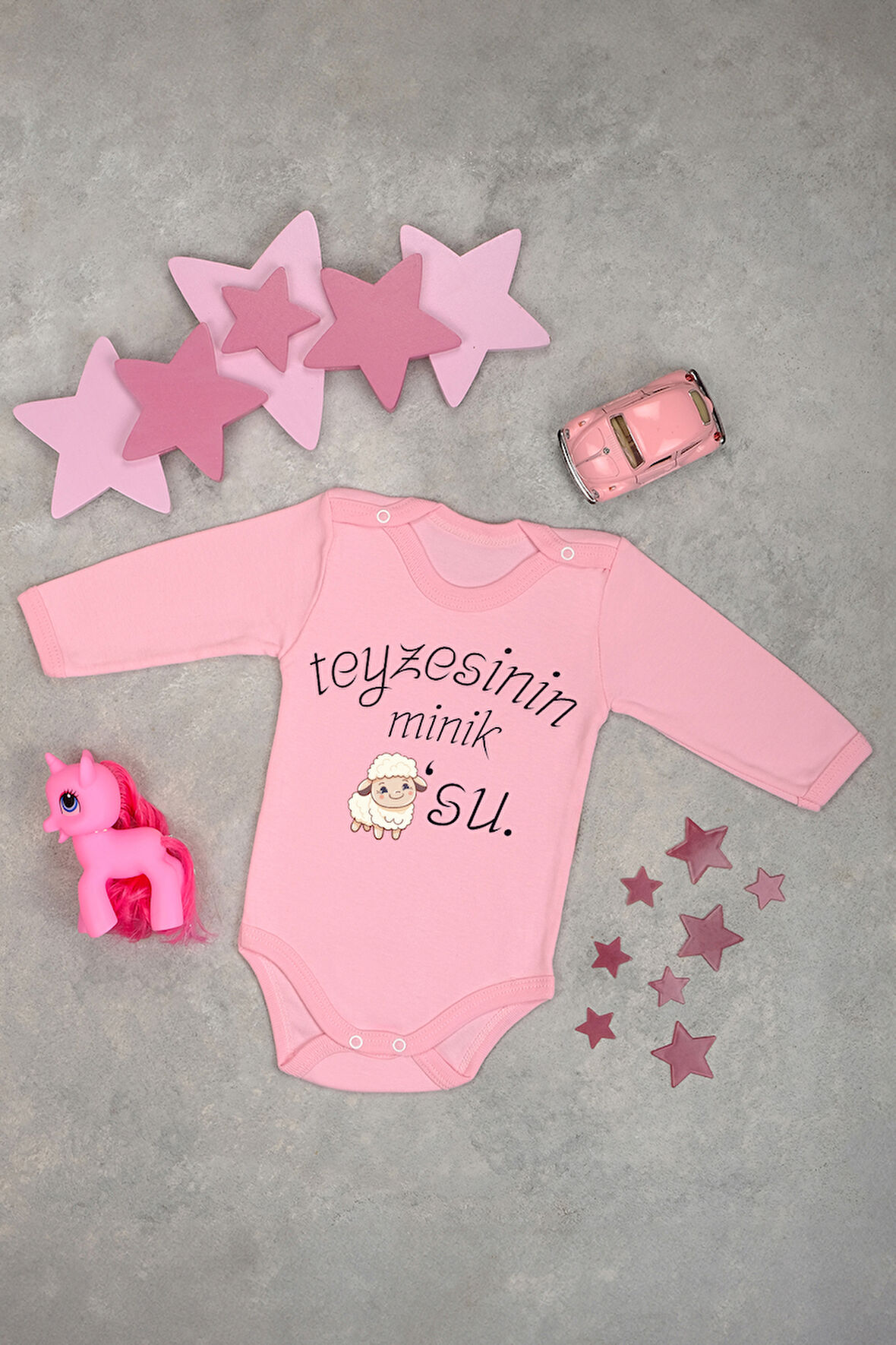 Teyzesinin Kuzusu Baskılı Uzun Kollu Pamuklu Zıbın