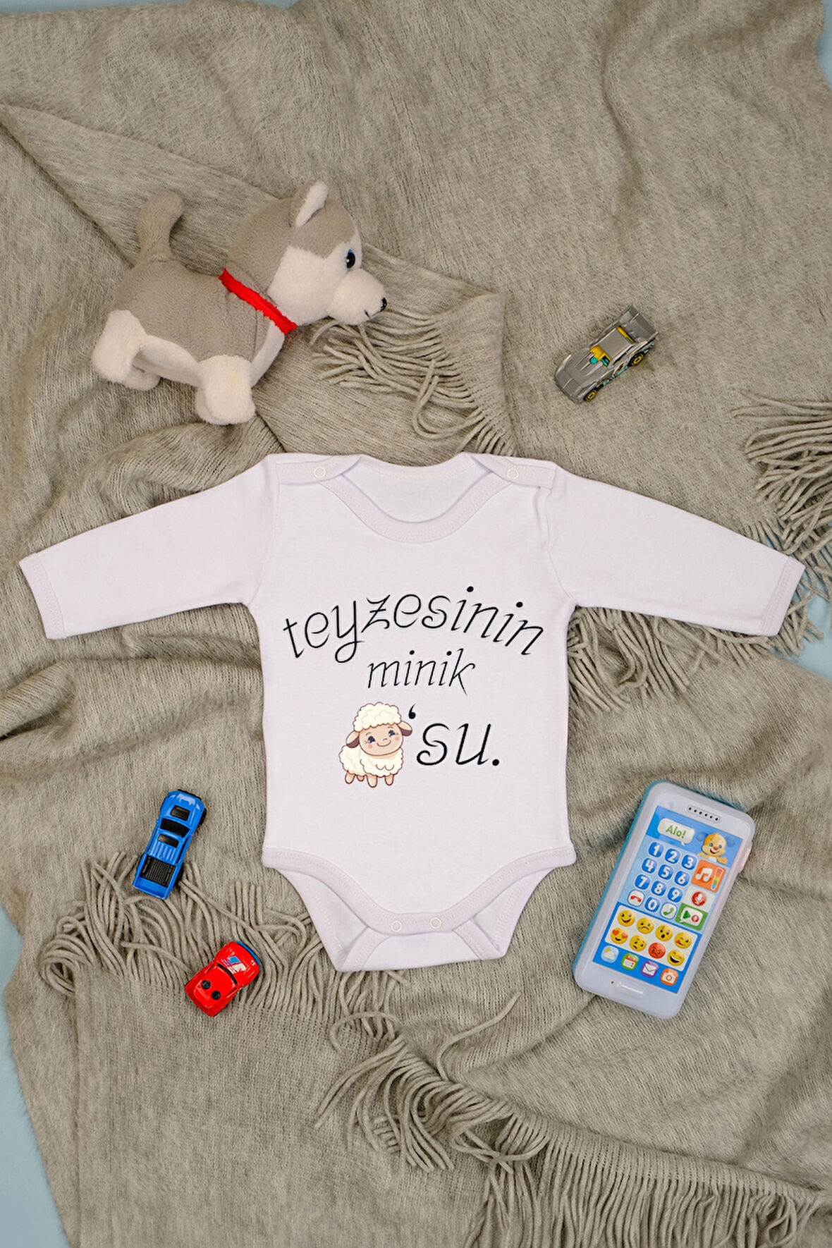 Teyzesinin Kuzusu Baskılı Uzun Kollu Pamuklu Zıbın