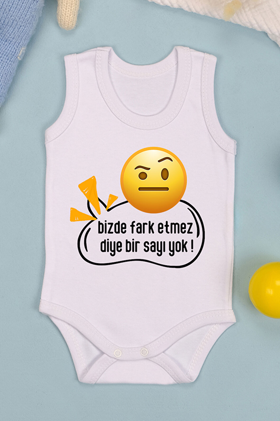 %100 Pamuk Fark Etmez Baskılı Omuz Çıt Çıt Zıbın