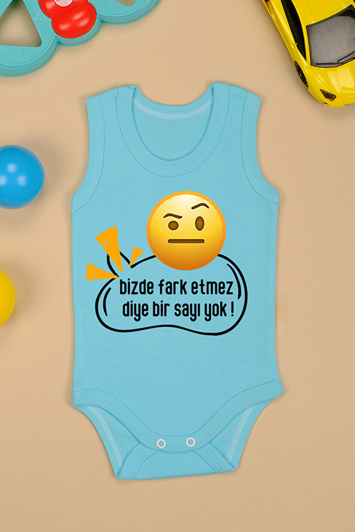 %100 Pamuk Fark Etmez Baskılı Omuz Çıt Çıt Zıbın