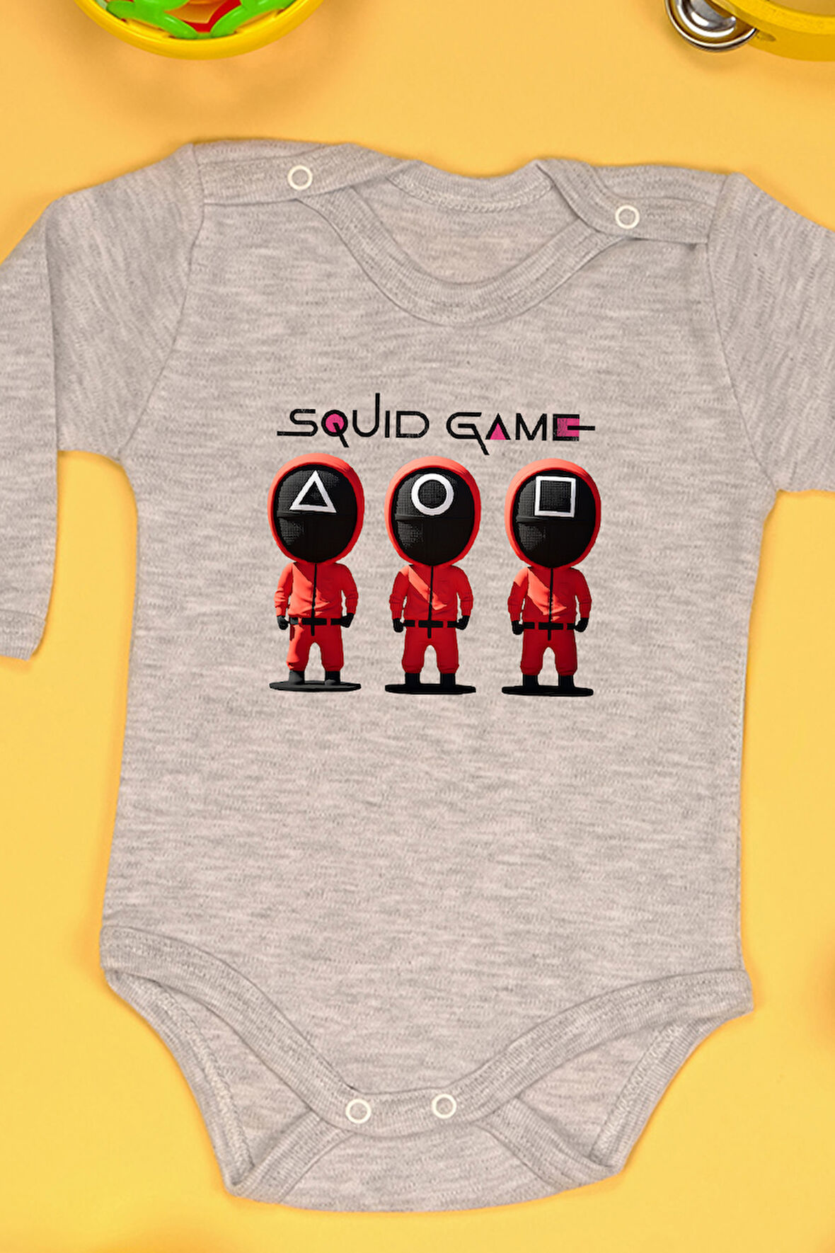 %100 Pamuk Squid Game Baskılı Omuz Çıt Çıt Zıbın