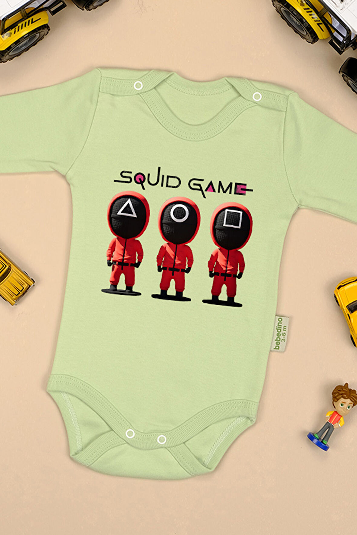 %100 Pamuk Squid Game Baskılı Omuz Çıt Çıt Zıbın