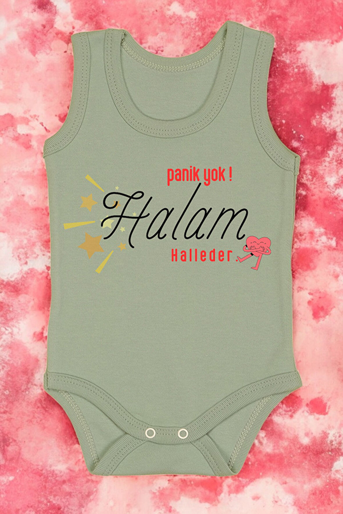 %100 Pamuk Hala Sevgisi Baskılı Omuz Çıt Çıt Zıbın