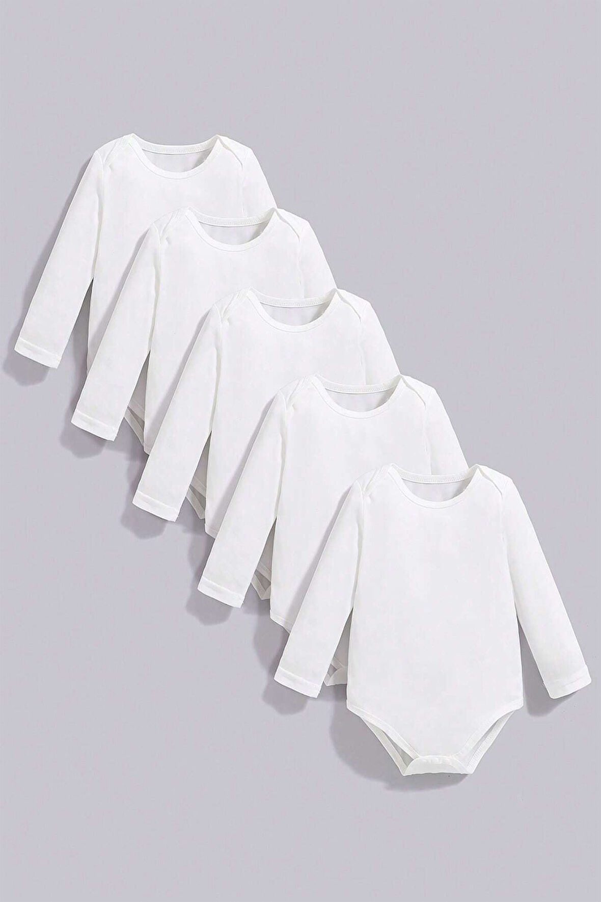 %100 Pamuk Uzun Kollu Yumuşak Doku 5'li Paket Zıbın