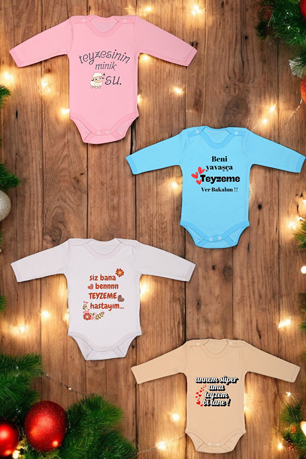 4'lü Paket Teyze Baskılı Pamuk Atlet Zıbın