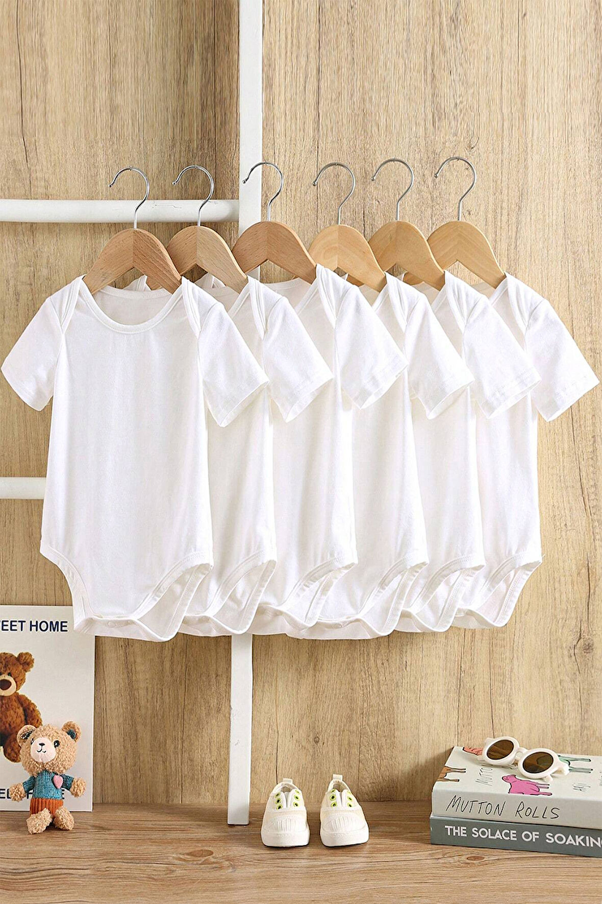 %100 Pamuk Uzun Kollu Yumuşak Doku 6'lı Paket Zıbın