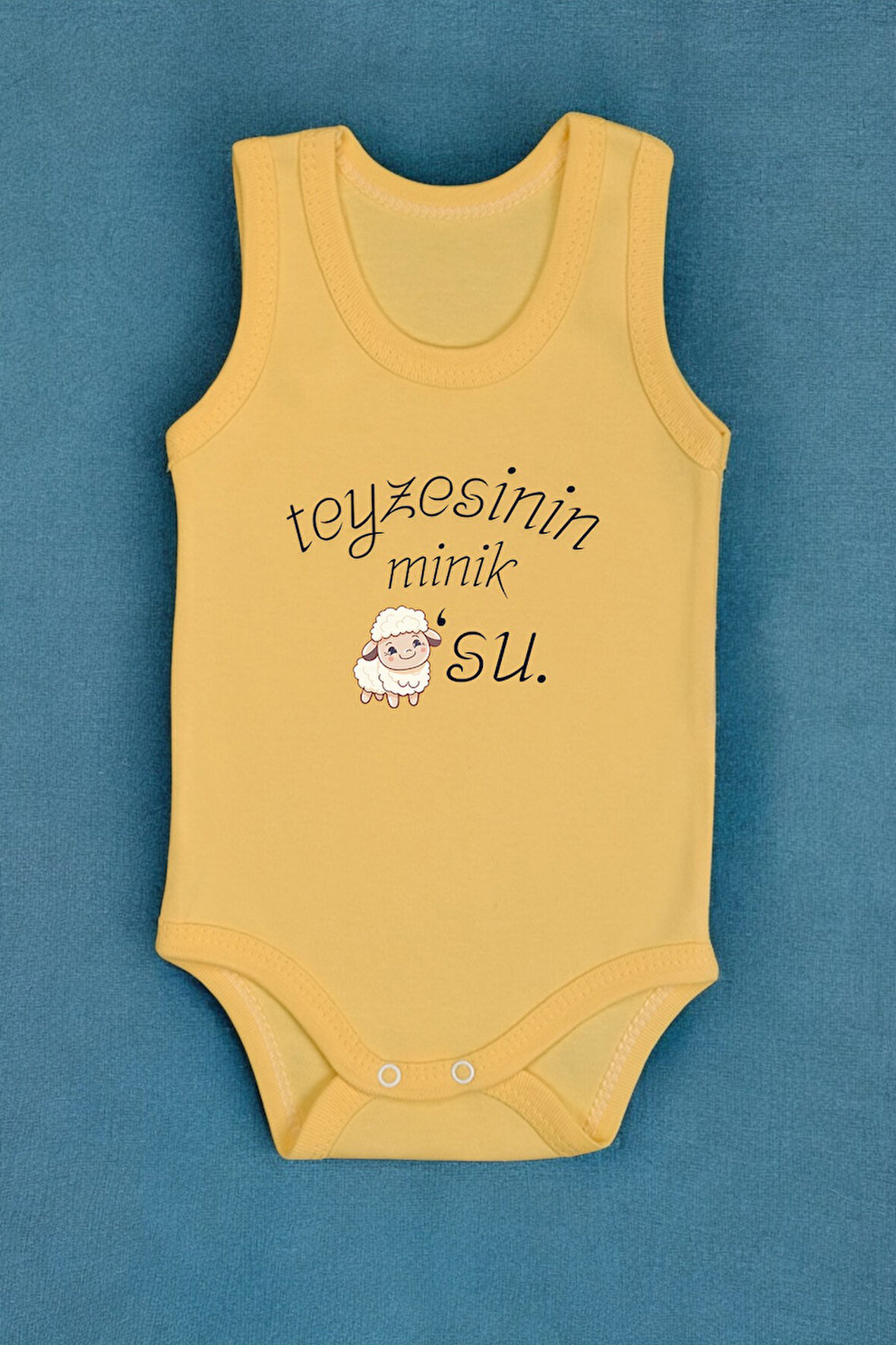 %100 Pamuk Teyzesinin Minik Kuzusu Baskılı Zıbın & Body