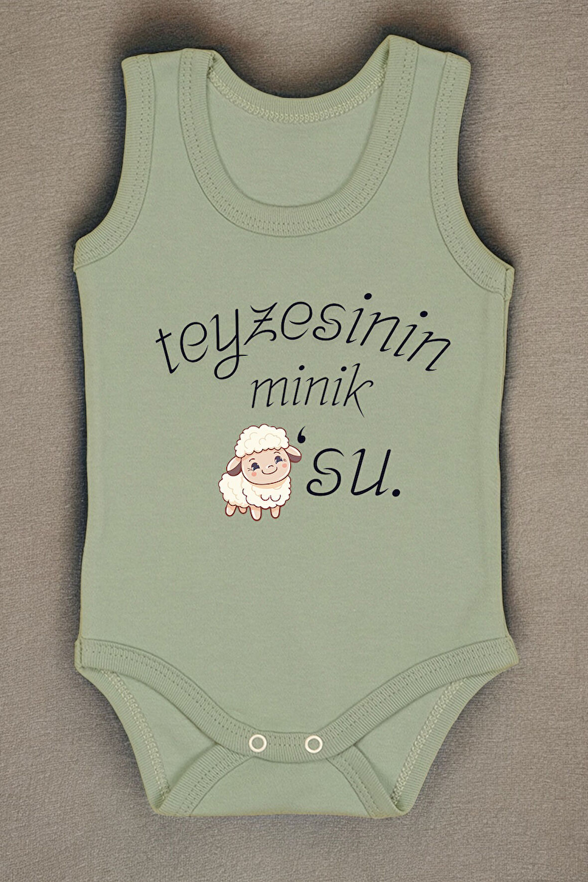 %100 Pamuk Teyzesinin Minik Kuzusu Baskılı Zıbın & Body