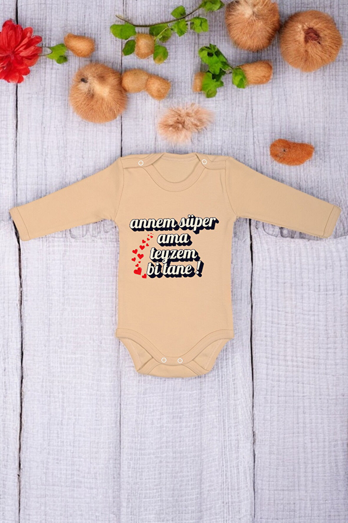 %100 Pamuk Teyzem Bi Tane Baskılı Zıbın & Body