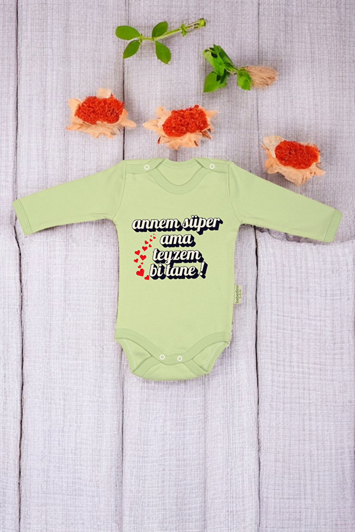 %100 Pamuk Teyzem Bi Tane Baskılı Zıbın & Body