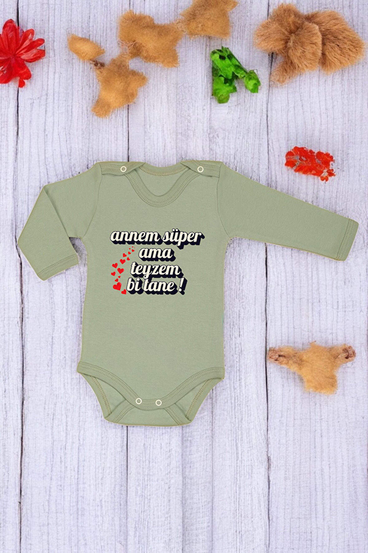 %100 Pamuk Teyzem Bi Tane Baskılı Zıbın & Body